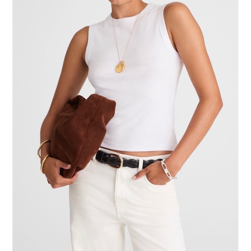 Madewell 90s Crew Neck Tank in Compact Cotton White NW935 Size S NEW
